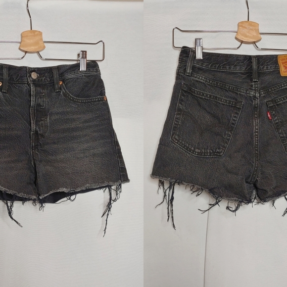Levi's Pants - Levi's Shorts 501 Wedgie Button Fly Black Wash Denim 27 Cotton Cut Off